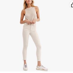 Free People Raw Hem Hi Rise Jeans Tea Ivory Size 31